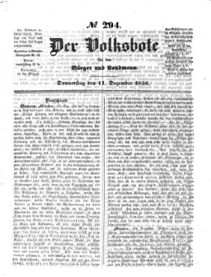 Der Volksbote für den Bürger und Landmann Donnerstag 11. Dezember 1856