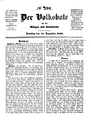 Der Volksbote für den Bürger und Landmann Samstag 13. Dezember 1856