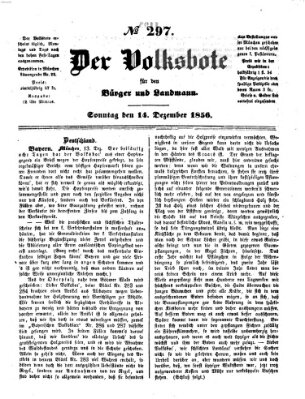 Der Volksbote für den Bürger und Landmann Sonntag 14. Dezember 1856