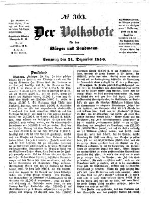 Der Volksbote für den Bürger und Landmann Sonntag 21. Dezember 1856