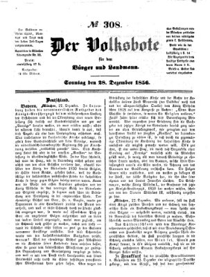 Der Volksbote für den Bürger und Landmann Sonntag 28. Dezember 1856