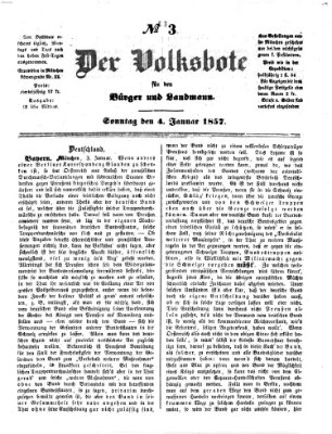 Der Volksbote für den Bürger und Landmann Sonntag 4. Januar 1857