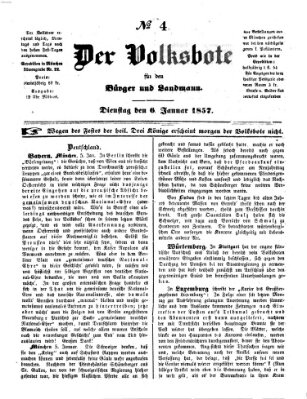 Der Volksbote für den Bürger und Landmann Dienstag 6. Januar 1857