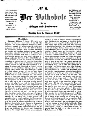 Der Volksbote für den Bürger und Landmann Freitag 9. Januar 1857