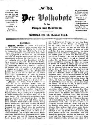 Der Volksbote für den Bürger und Landmann Mittwoch 14. Januar 1857