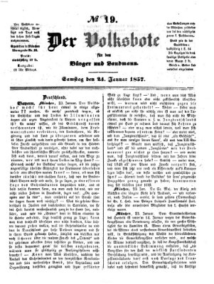 Der Volksbote für den Bürger und Landmann Samstag 24. Januar 1857