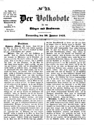 Der Volksbote für den Bürger und Landmann Donnerstag 29. Januar 1857