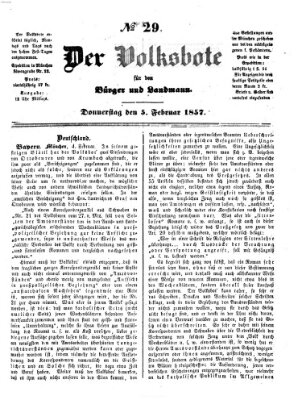 Der Volksbote für den Bürger und Landmann Donnerstag 5. Februar 1857