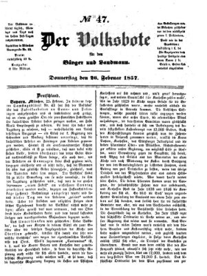 Der Volksbote für den Bürger und Landmann Donnerstag 26. Februar 1857