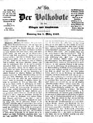 Der Volksbote für den Bürger und Landmann Sonntag 1. März 1857