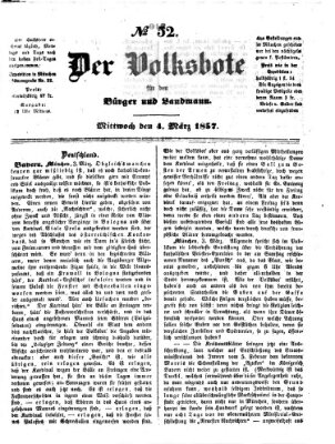 Der Volksbote für den Bürger und Landmann Mittwoch 4. März 1857