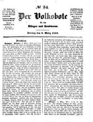 Der Volksbote für den Bürger und Landmann Freitag 6. März 1857