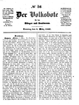 Der Volksbote für den Bürger und Landmann Sonntag 8. März 1857