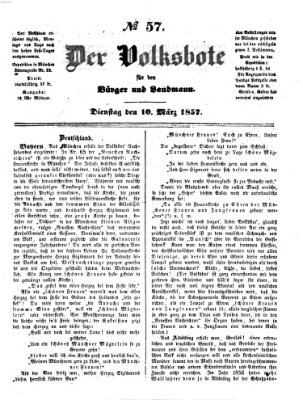 Der Volksbote für den Bürger und Landmann Dienstag 10. März 1857