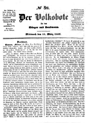 Der Volksbote für den Bürger und Landmann Mittwoch 11. März 1857