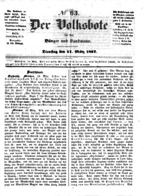 Der Volksbote für den Bürger und Landmann Dienstag 17. März 1857