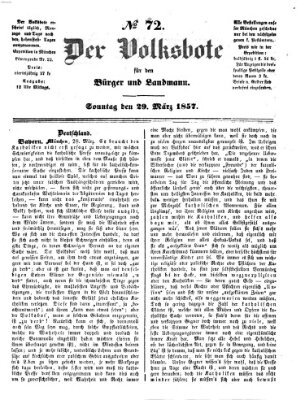 Der Volksbote für den Bürger und Landmann Sonntag 29. März 1857