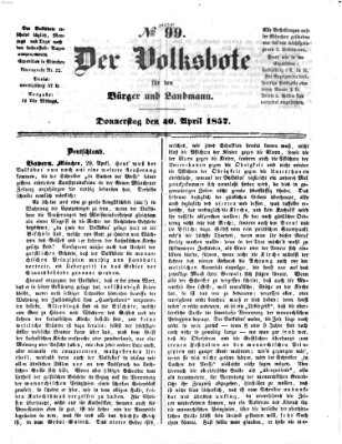 Der Volksbote für den Bürger und Landmann Donnerstag 30. April 1857