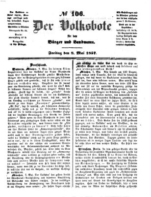 Der Volksbote für den Bürger und Landmann Freitag 8. Mai 1857