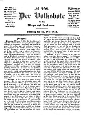 Der Volksbote für den Bürger und Landmann Sonntag 10. Mai 1857