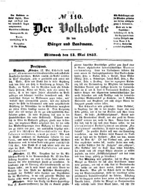 Der Volksbote für den Bürger und Landmann Mittwoch 13. Mai 1857