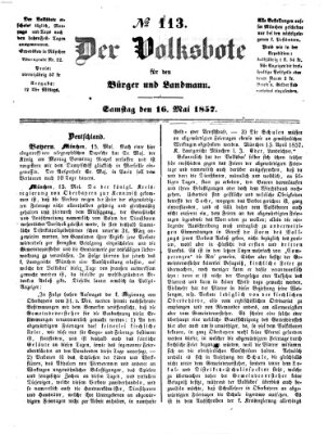 Der Volksbote für den Bürger und Landmann Samstag 16. Mai 1857