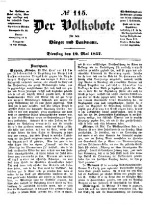 Der Volksbote für den Bürger und Landmann Dienstag 19. Mai 1857