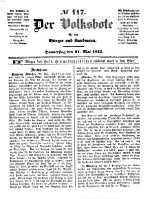 Der Volksbote für den Bürger und Landmann Donnerstag 21. Mai 1857