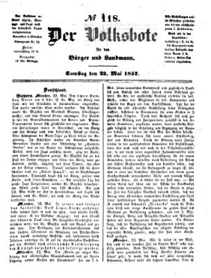 Der Volksbote für den Bürger und Landmann Samstag 23. Mai 1857