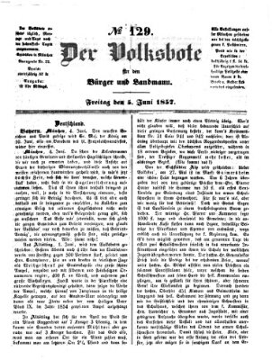 Der Volksbote für den Bürger und Landmann Freitag 5. Juni 1857