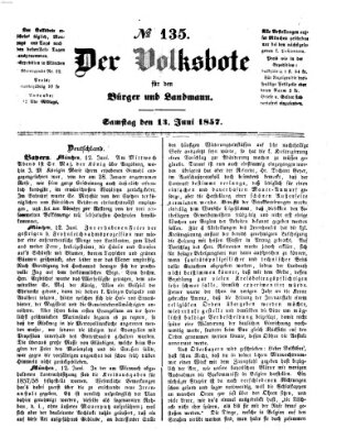 Der Volksbote für den Bürger und Landmann Samstag 13. Juni 1857