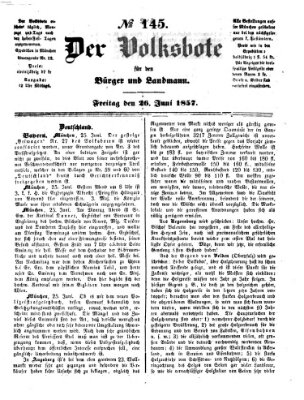 Der Volksbote für den Bürger und Landmann Freitag 26. Juni 1857