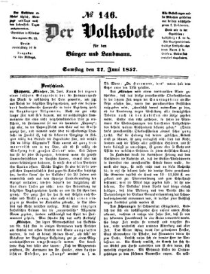 Der Volksbote für den Bürger und Landmann Samstag 27. Juni 1857