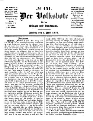 Der Volksbote für den Bürger und Landmann Freitag 3. Juli 1857