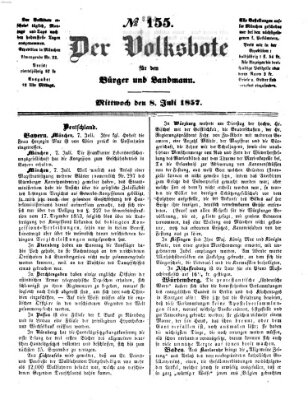 Der Volksbote für den Bürger und Landmann Mittwoch 8. Juli 1857