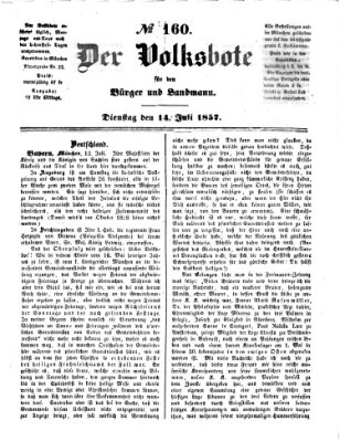 Der Volksbote für den Bürger und Landmann Dienstag 14. Juli 1857