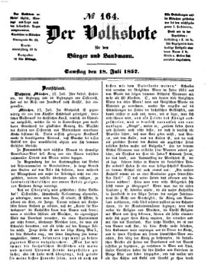 Der Volksbote für den Bürger und Landmann Samstag 18. Juli 1857