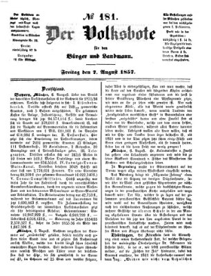 Der Volksbote für den Bürger und Landmann Freitag 7. August 1857