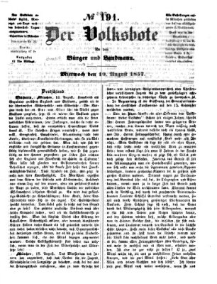 Der Volksbote für den Bürger und Landmann Mittwoch 19. August 1857