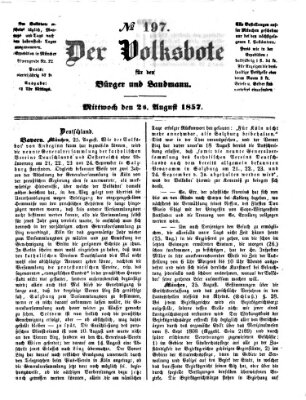 Der Volksbote für den Bürger und Landmann Mittwoch 26. August 1857