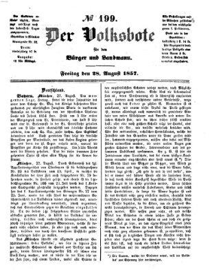 Der Volksbote für den Bürger und Landmann Freitag 28. August 1857