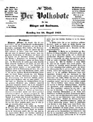 Der Volksbote für den Bürger und Landmann Samstag 29. August 1857