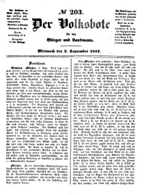 Der Volksbote für den Bürger und Landmann Mittwoch 2. September 1857