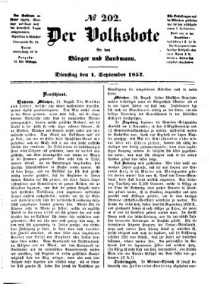 Der Volksbote für den Bürger und Landmann Dienstag 1. September 1857