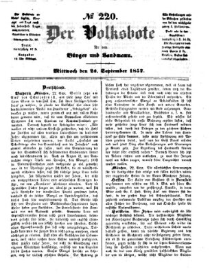 Der Volksbote für den Bürger und Landmann Mittwoch 23. September 1857