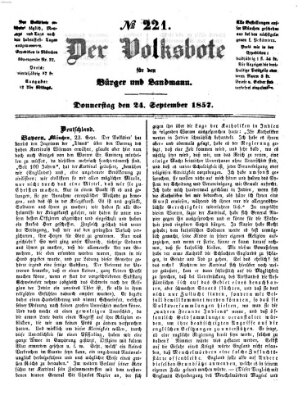 Der Volksbote für den Bürger und Landmann Donnerstag 24. September 1857