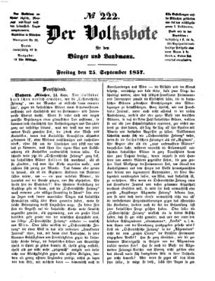 Der Volksbote für den Bürger und Landmann Freitag 25. September 1857