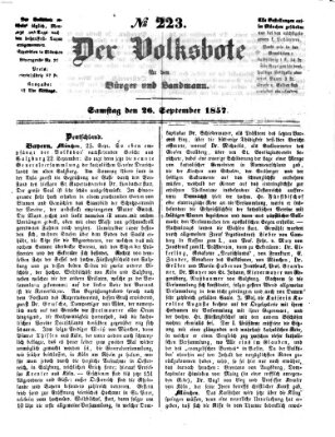 Der Volksbote für den Bürger und Landmann Samstag 26. September 1857