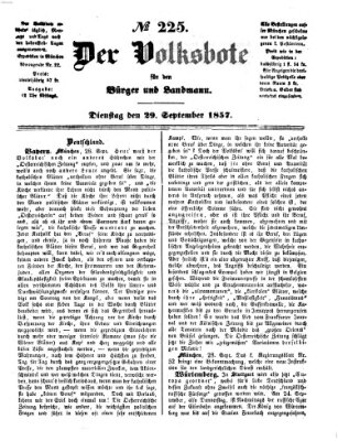 Der Volksbote für den Bürger und Landmann Dienstag 29. September 1857