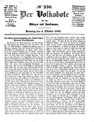 Der Volksbote für den Bürger und Landmann Sonntag 4. Oktober 1857